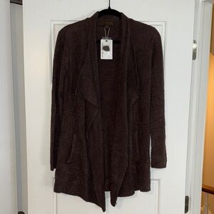 Barefoot Dreams COZYCHIC LITE RIBBED ISLAND WRAP CARDIGAN S-M JAVA NWT